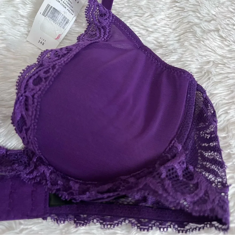Natori Feathers Full Figure Contour Underwire Bra 34B Raddichio NEW MSRP $68